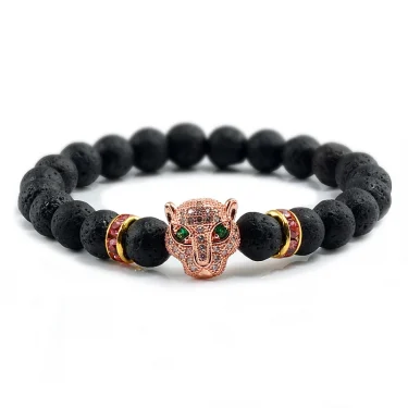 12 Style Bracelet Men Black Lava Healing Balance Beads Reiki Buddha Prayer Natural Stone Yoga Bracelet For Women Leopard Head 2