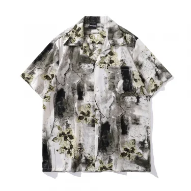 Dark Icon Tie Dyeing Floral Hawaii Shirts Men Women Summer Cuba Collar Vintage Men's Shirt Short Sleeve 3
