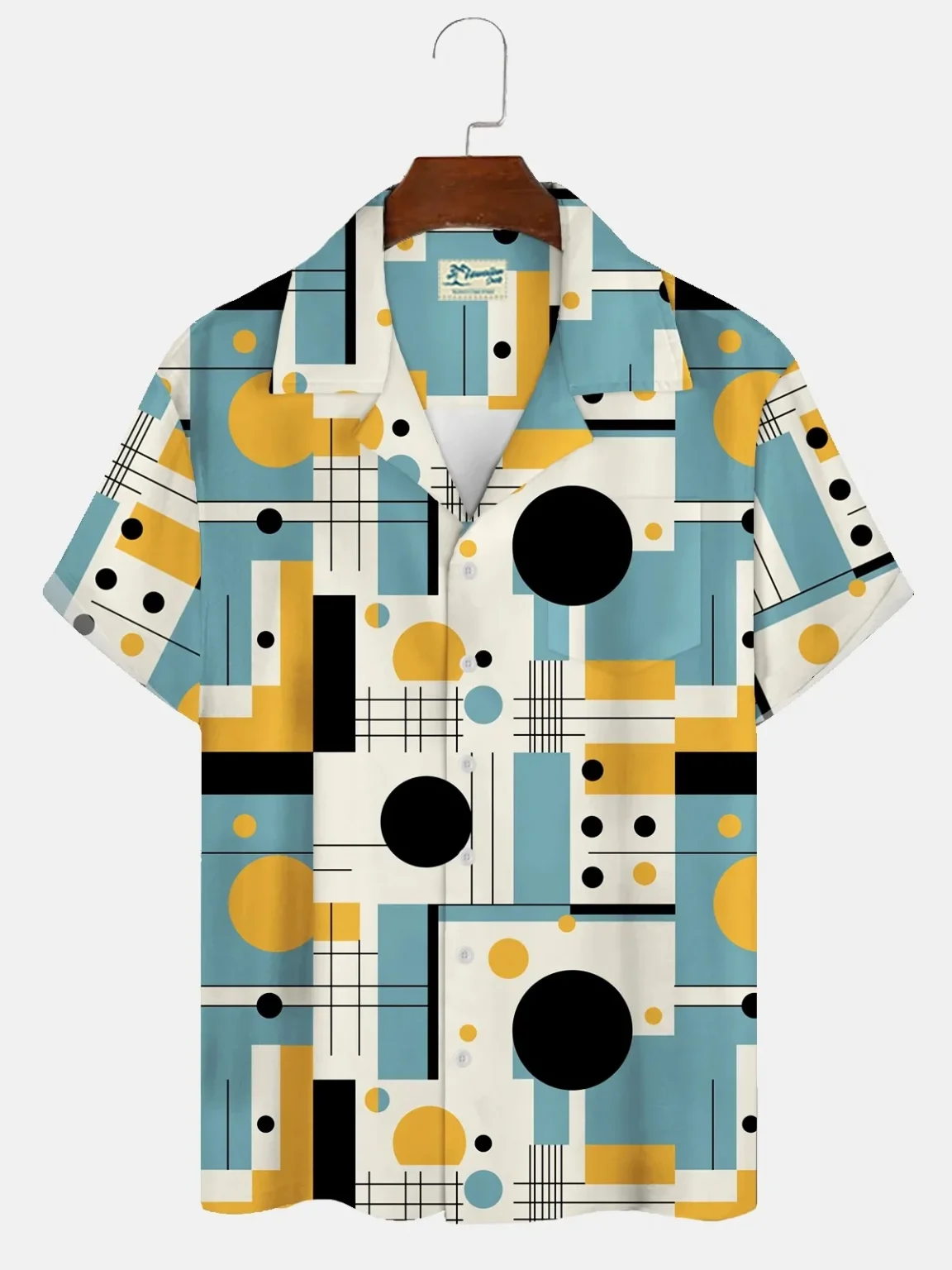 2025 Summer Men's 3D Printed Geometric Art Graphic Shirt Hawaiian Casual Shirts Button Up Short Sleeve Shirts No Pockets 2