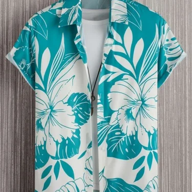 Hawaiian Plant Style men's Shirts Summer Beach Party Short Sleeved Shirt Men's Outdoor Breathable Top Fashion Street Clothing 1