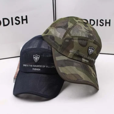 2023 Camouflage Summer Baseball Cap For Men Full Mesh Big Brim Snapback Hat Fashion Adjustable Lettter Embroidery Fishing Cap 2