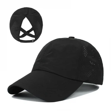 Summer Solid Color Baseball Caps Golf Wear Women Sport Leisure Cross Ponytail Hat Mesh Quick-Drying Half-Hollow Men's Peaked Cap 5