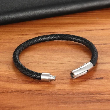 XQNI OL Style Multicolor Stainless Steel Button Simple Design Men's Leather Bracelet DIY & Custom Logo Birthday Valentine's Gift 2
