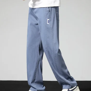 Summer Thin Casual Pants Men's Straight Wide Pants Brand Clothing Lyocell Stretch Loose Trousers Korean Trendy Man Clothing 5