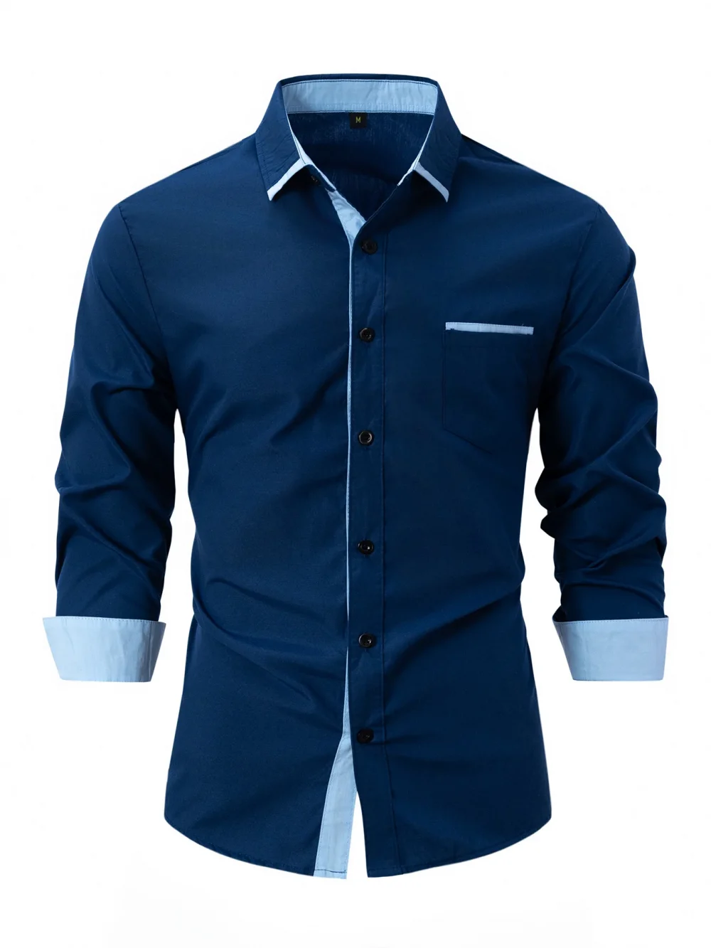 Europe and the United States 2025 new fashion men's spring and autumn cotton men match color business slim casual shirt long sle 1