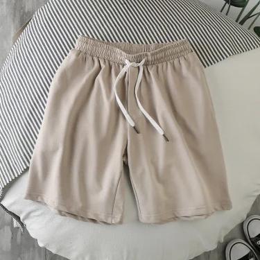2025 Summer New InsLoose-Fit Trendy Brand Solid Colors Shorts Men's Sports Three-Quarter Length Beach Pants Casual Trendy 2