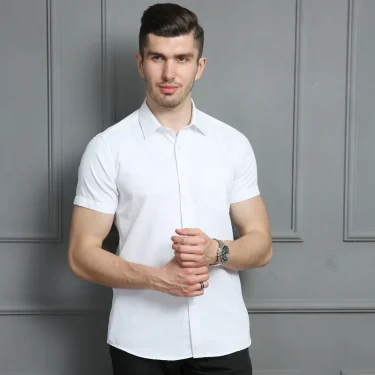 6XL7XL8XL men's short-sleeved shirt Spring/Summer thin Business casual high quality no-iron fashion cotton plus-size solid color 4