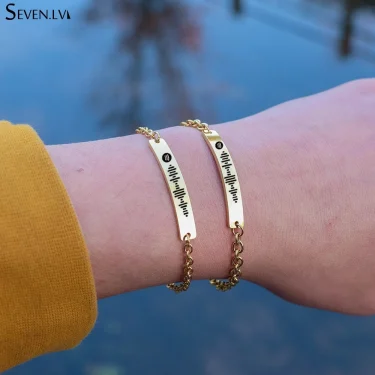 Spotify code music Bracelet Stainless Steel custom name alphabet symbol Bracelet Valentine's Day gift for men and women couples 4
