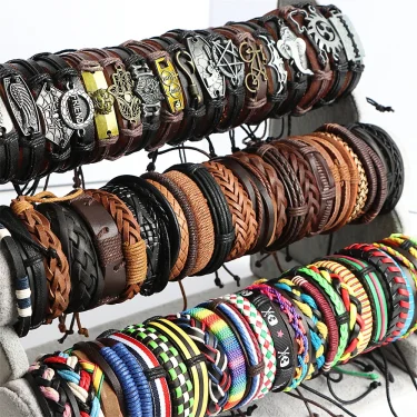 10Pcs/lot Vintage Leather Adjustable Bracelets Bangle For Women Men Mix Style Adjustable Fashion Jewelry Party Gifts 1