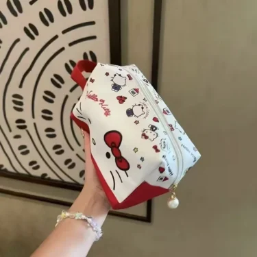New Cartoon Makeup Bag Versatile Hello Kitty Kulomi Cartoon Cute Pencil Case Portable Girl's Heart Large Capacity Storage Bag 4