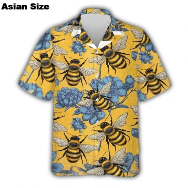 Cute Bee 3D Print Hawaiian Beach Shirts Men Women Casual Fashion Streetwear Short Sleeve Shirt Blouse Harajuku Man Clothing 5