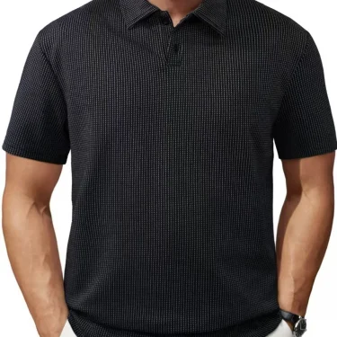 Summer Men Solid Color Polo Shirt Short Sleeve Lapel Button Tshirts for Men Casual Streetwear Lightweight Jogging Tops 1