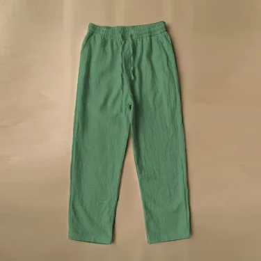 Cotton and linen pants men's summer thin loose straight leg wide-leg ice silk linen nine pants fashion brand high-grade feeling 6
