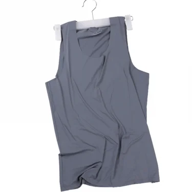 Men's ice silk sports trackless solid color I-word sweat vest single sleeveless tight-fitting fitness one-piece base shirt 3