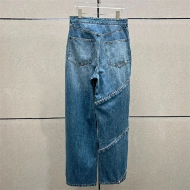 Women's jeans New retro pure cotton low waist straight leg pants for summer 2025 Asymmetric zipper decoration women's pants y2k 4