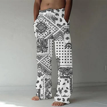 Spring/Summer 2023 Fashion Cashew Flower 3D Digital Printing Men's Bamboo Cotton Pants Casual Quick Dry Dance Yoga Pants 5XL 6