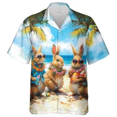Happy Easter Day Graphic Beach Shirts Harajuku Fashion Festival Gifts Short Sleeve Cartoon Rabbit Egg Blouses Kawaii Eggs Tops 1