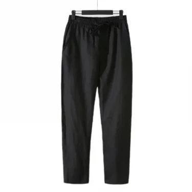 Fashion Solid Color Linen Pants Men Loose Cotton Hemp Men Casual Pants Men Summer Straight Pants Men Clothing 5