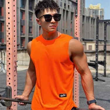 Mens Gym Tank top Men Fitness Sleeveless Shirt Male Mesh Breathable Fitness Running Top Sleeveless Tank Top Quick Drying Vest 3