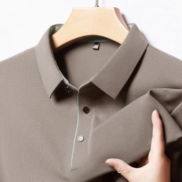 2025 New Men's Business Casual Long Sleeved Shirt Solid Color Polo Shirt Fashionable Breathable Comfortable Versatile Top 1