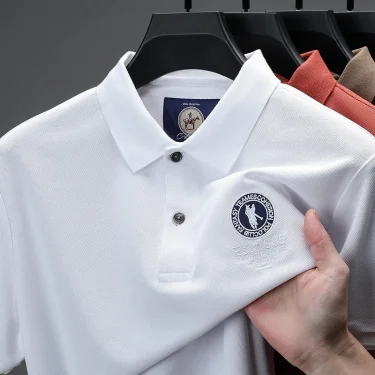 Luxury brand badge embroidered men's short sleeve polo shirt new item fashion business leisure summer loose comfort Paul T-shirt 1