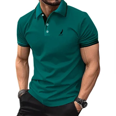 Men Clothes 100% Polyester Breathable Business Casual Polo Shirt Tops Men Short Sleeve Summer Fashion Slim Fit Polo Shirt 4
