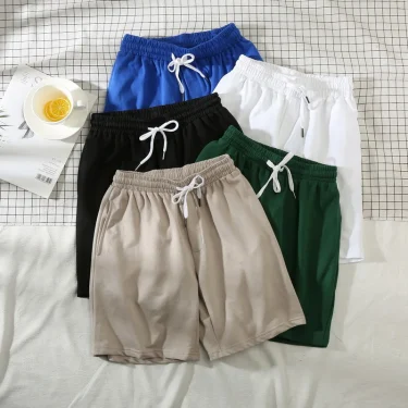 2025 Summer New InsLoose-Fit Trendy Brand Solid Colors Shorts Men's Sports Three-Quarter Length Beach Pants Casual Trendy 1