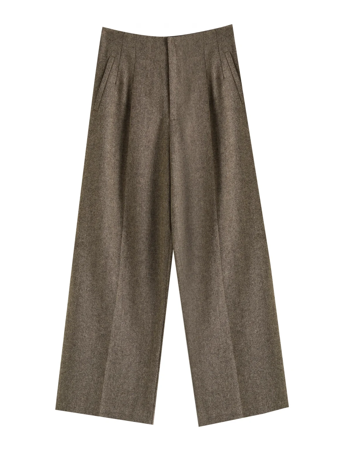 DUSHU 53.2% Sheep Wool Plus Size Commuting All-match Pants High Waist Elegant Wide Leg Pants Women 2024 New Trousers 24DH84028 4
