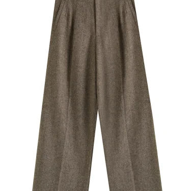 DUSHU 53.2% Sheep Wool Plus Size Commuting All-match Pants High Waist Elegant Wide Leg Pants Women 2024 New Trousers 24DH84028 4