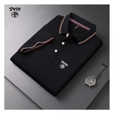 New Men's T-shirt Classic Short sleeved Polo Shirt Summer Top Casual T-shirt Button Lapel Super Large S-4XL Casual Polo Shirt 1