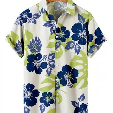 2025 Summer Men's Hawaiian Shirts Casual Vacation Short Sleeve Shirts Collar Button Up Shirts Fashion Steetwear For Men 5