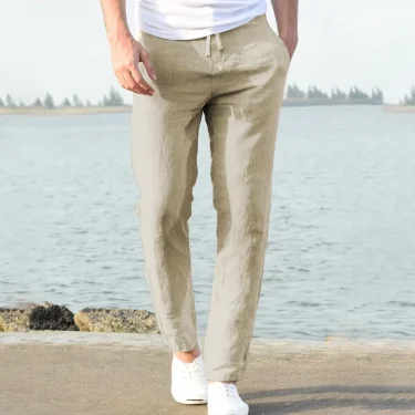 Men's Cotton Linen Pants Joggers Sweatpants Streetwear Breathable Solid Color Linen Trousers Vacation Summer Loose Pants S-5XL 6