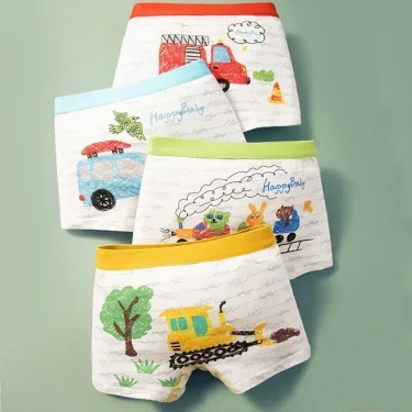 2pcs Children's Underwear Boy Panties Underpants Engineering Vehicle Cars Fire Engine Comfortable Shorts Briefs Boxers For Kids 6