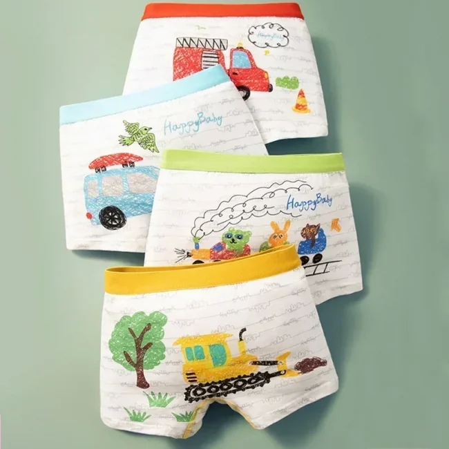 2pcs Children's Underwear Boy Panties Underpants Engineering Vehicle Cars Fire Engine Comfortable Shorts Briefs Boxers For Kids 6