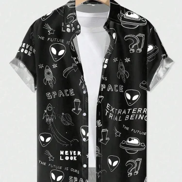 Summer Men Women Seaside button-down Versatile Shirts With Personalized And Interesting Print Design short-sleeved Fashion Tops 2
