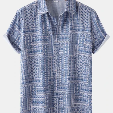 Men's Shirt Short Sleeve Hawaiian Casual Printed Button Shirt Summer Beach Shirt Camping Shirt Short Sleeve Men's Formal Shirt 4