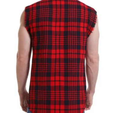 Men's Summer Plaid Sleeveless TShirt Casual Streetwear with Flannel Collar Stylish Beach Vacation Attire Plus Size Shirt 2