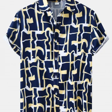 Men's Shirt Short Sleeve Hawaiian Casual Printed Button Shirt Summer Beach Shirt Camping Shirt Short Sleeve Men's Formal Shirt 2