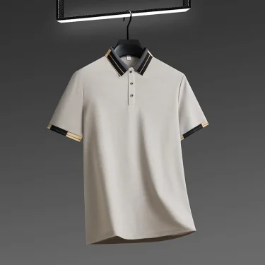 2025 New Men's Business Casual Short Sleeved Shirt Solid Color Polo Shirt Fashionable Breathable Comfortable Versatile Top 3