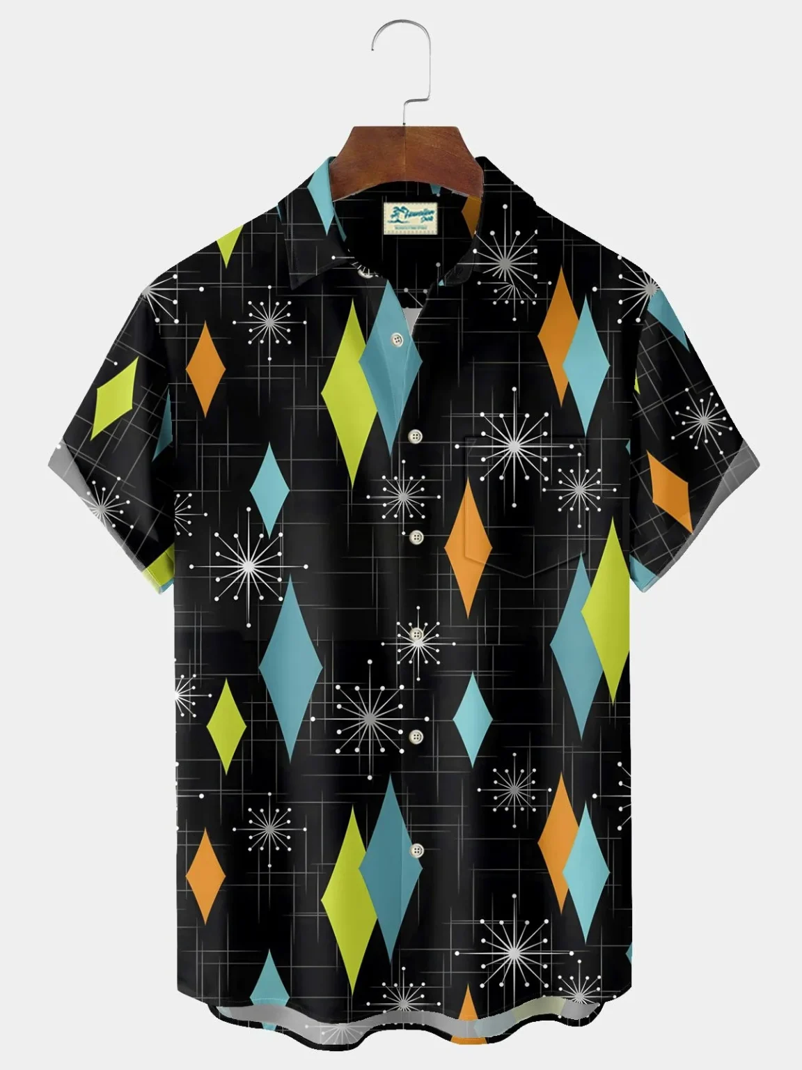 2025 Summer Men's 3D Printed Geometric Art Graphic Shirt Hawaiian Casual Shirts Button Up Short Sleeve Shirts No Pockets 3