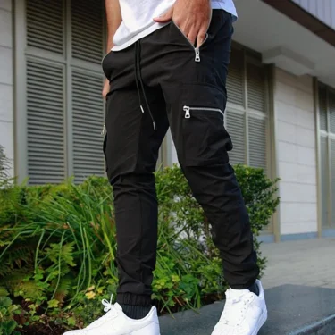 New men's spring and autumn overalls leisure sports men's trousers four seasons mid-waist youth leisure small feet trousers 1