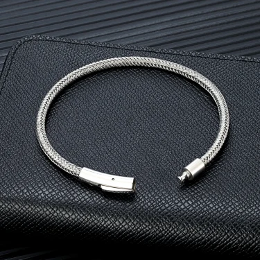 MKENDN Punk Simple Style Men Jewelry Non-fading Steel Wire Rope Bracelet Classic Cuff Charm Bracelet for Men Male Gifts 2