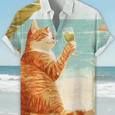 Men's Beautiful Graphics Shirts Short Sleeve Button Down Lapel Shirts For Summer Oversized Tops Vacation Casual Hawaiian Shirts 3