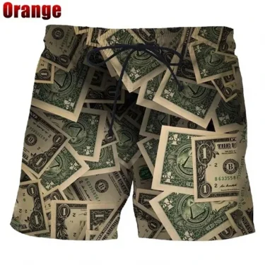 Bermuda Beach Shorts For Men Dollar 3D Printed Men's Board Shorts Unisex Casual Swimming Shorts Streetwear Vacation Beachwear 4