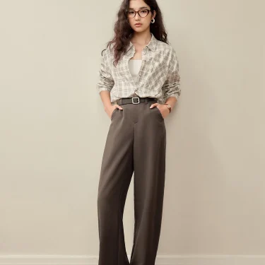ZIQIAO 2025 Summer Women's Tencel High-Waisted Trousers - Curved Hem & Fluid Slimming Silhouette Pants 25ZQ92308 2