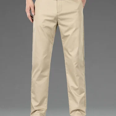 Spring Summer New Men's Casual Pants Thin Mulberry Silk Soft Business Casual Trousers Slim Straight Elastic Suit Pants Male 5