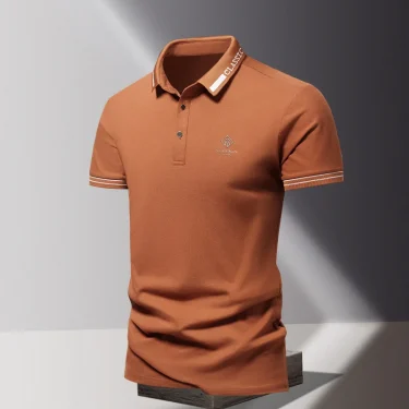 Summer men's POLO shirt fashionable ice silk quick drying short sleeved T-shirt solid color loose fitting business collar top 4