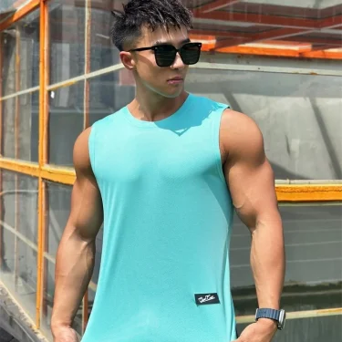 Mens Gym Tank top Men Fitness Sleeveless Shirt Male Mesh Breathable Fitness Running Top Sleeveless Tank Top Quick Drying Vest 4