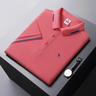 Men's breathable short sleeve top lapel T-shirt Fashion summer new 2024 print comfortable pullover business casual POLO shirt 3