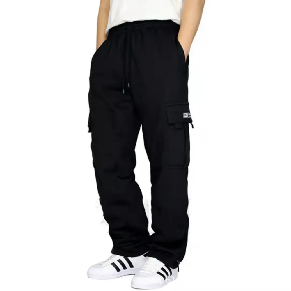 Mens Sweatpants Straight Fit Joggers for Sports and Streetwear Loose Oversized Drawstring Long Pants Men Multi-pocket Pants 5